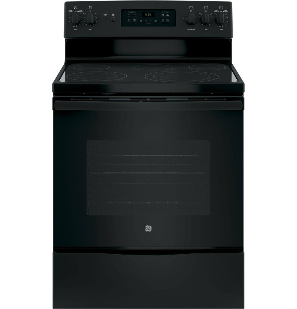 GE 30 Freestanding Electric Range, Black Dual-Element Cooktop, Convection Oven, Self-Cleaning