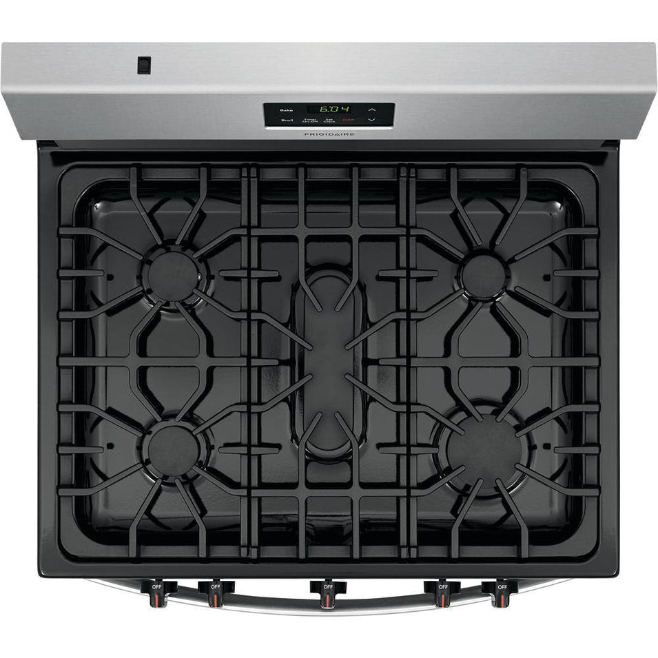 Frigidaire 30 in. 5 Burner Freestanding Gas Range in Stainless Steel FCRG3052AS