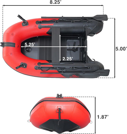 Inflatable Boat | Yacht Dinghy Tender Raft | Multi Person Fishing Boat | Aluminum Floor Oars | Fishing Rod Holders | Heavy-Duty PVC | 2024 Model |