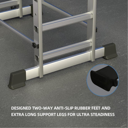 Foldable Scaffolding Ladder, Multipurpose Rolling Work Platform, Scaffold Tower, Ladder Stool Bench, Adjustable Platform, 330 Lbs Duty Rate